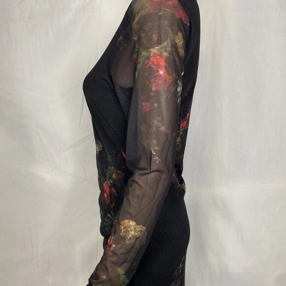 AllSaints Nora Floral Sparkle Mesh Dress • Size 8 • Mortem Black - Picture 12 of 16